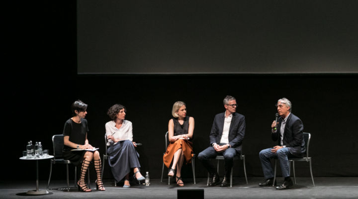 Lorenza Baroncelli, Elisa Pasqual, Alexandra Daisy Ginsberg, Jamer Hunt, and Stefano Boeri, June 19, 2018. Photo: Gianluca Di Ioia