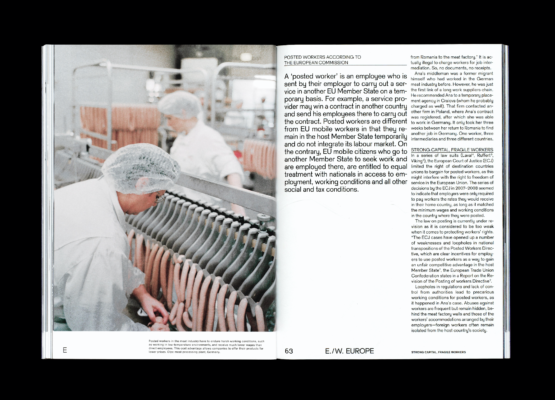 Strong Capital, Fragile Workers by Paolo Woods and Gabriele Galimberti in Migrant Journal 2, Wired Capital. London, 2017. Image courtesy of Migrant Journal