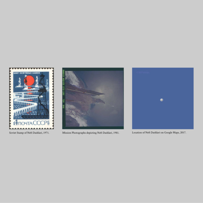 Garine Boghossian, A collection of visualizations of Neft Daşlari, 2018. Image courtesy the author.